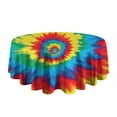 thumbnail image 5 of Colorful Rainbow Tie Dye Spiral Pattern Round Tablecloth 60"x60",Wrinkle Wipeable Table Cloth for Kitchen Dining Room Picnic Patio Party, 5 of 6