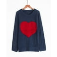 thumbnail image 4 of Heart Sweaters for Women Valentine's Day Fleece Heart Patch Cable Knit Pullover Sweater Shermie, 4 of 8