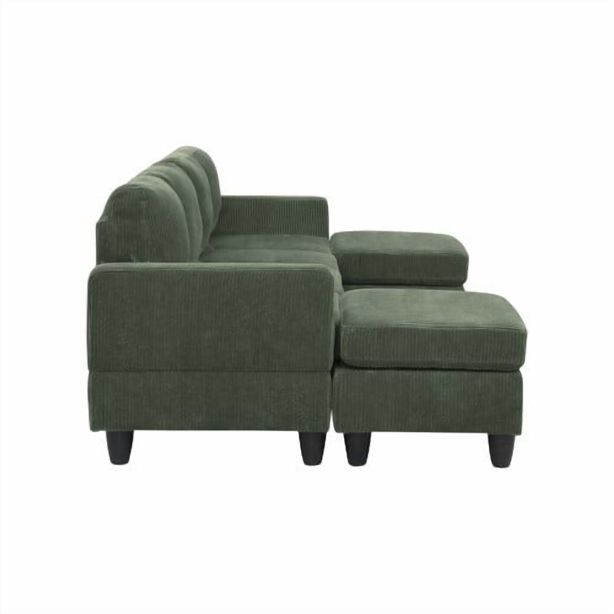 Howcool 106" Cloud Sectional Sofa with Extra Deep Seat,U Shaped Sectional Couches for Living Room,4 Seater Corduroy Sofas & Couches,Modern Apartment Couch with Double Chaise Lounge,Green