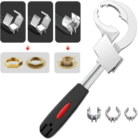 

Faucet And Sink Adjustable Spanner Bathroom Wrench With Replacement Head for Pipe Basin Faucet Bathroom Wrench Tool Disassembly and Assembly Faucet Sink Water Plumbing Repair