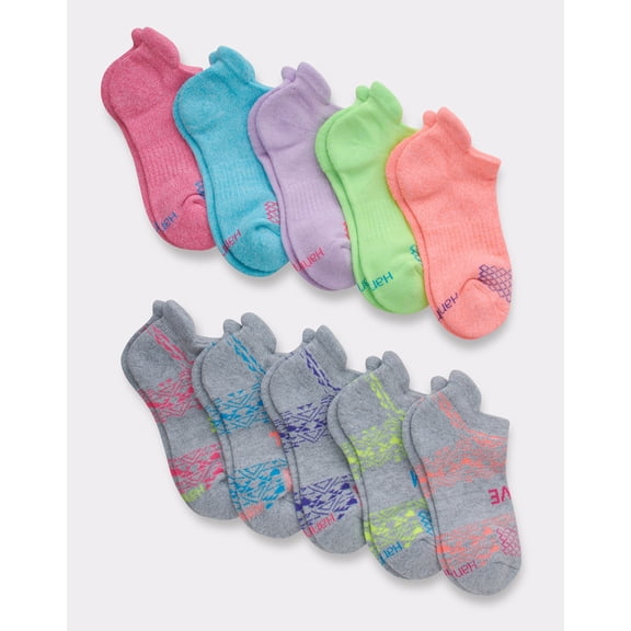 Hanes Girls' Comfort Fit Heel Shield Sock, 10 Pack, Sizes S-L