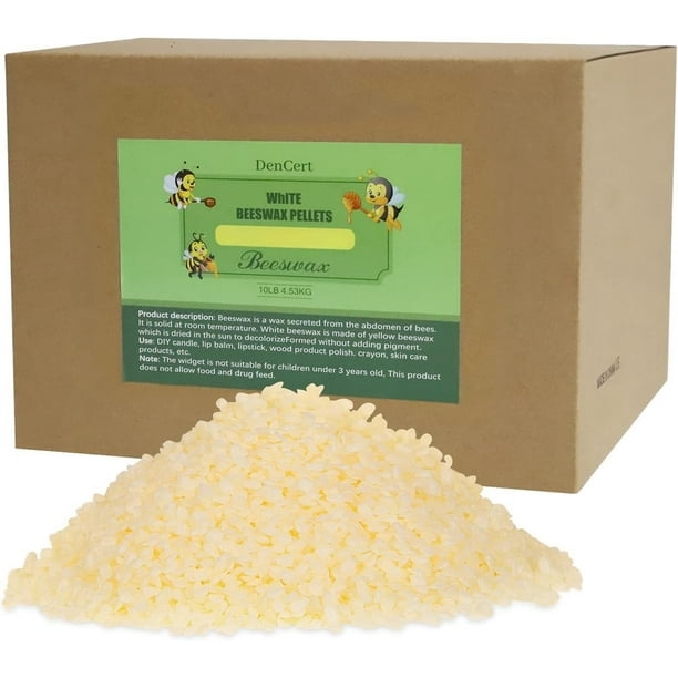 Pellets de cera de abejas DenCert, grado cosmético, 4,54 kg, para bricolaje