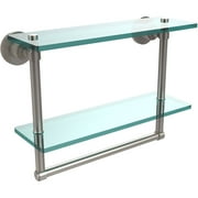 Washing Square Collection 16" 2-Tiered Glass Shelf with Integrated Towel Bar (Build to Order)