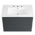 thumbnail image 6 of Wall Mount Sink Vanity Cabinet, Gray White, Wood, Mid Century Hotel Bedroom Bathroom, Modern Contemporary HB33708, 6 of 9
