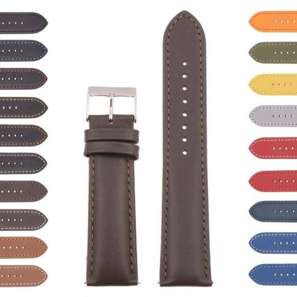 StrapsCo Classique Bracelet de Montre en Cuir pour Hommes - Bracelet à Libération Rapide - 16mm 18mm 20mm 22mm 24mm