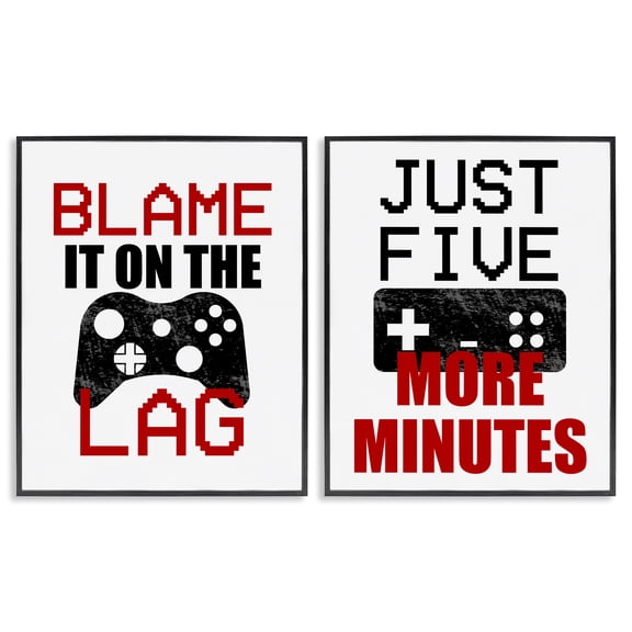 Stupell Industries Contemporary Funny Gamer Phrases Black 2pc Framed Giclee Art Set, 11 x 14 each, by Kim Allen