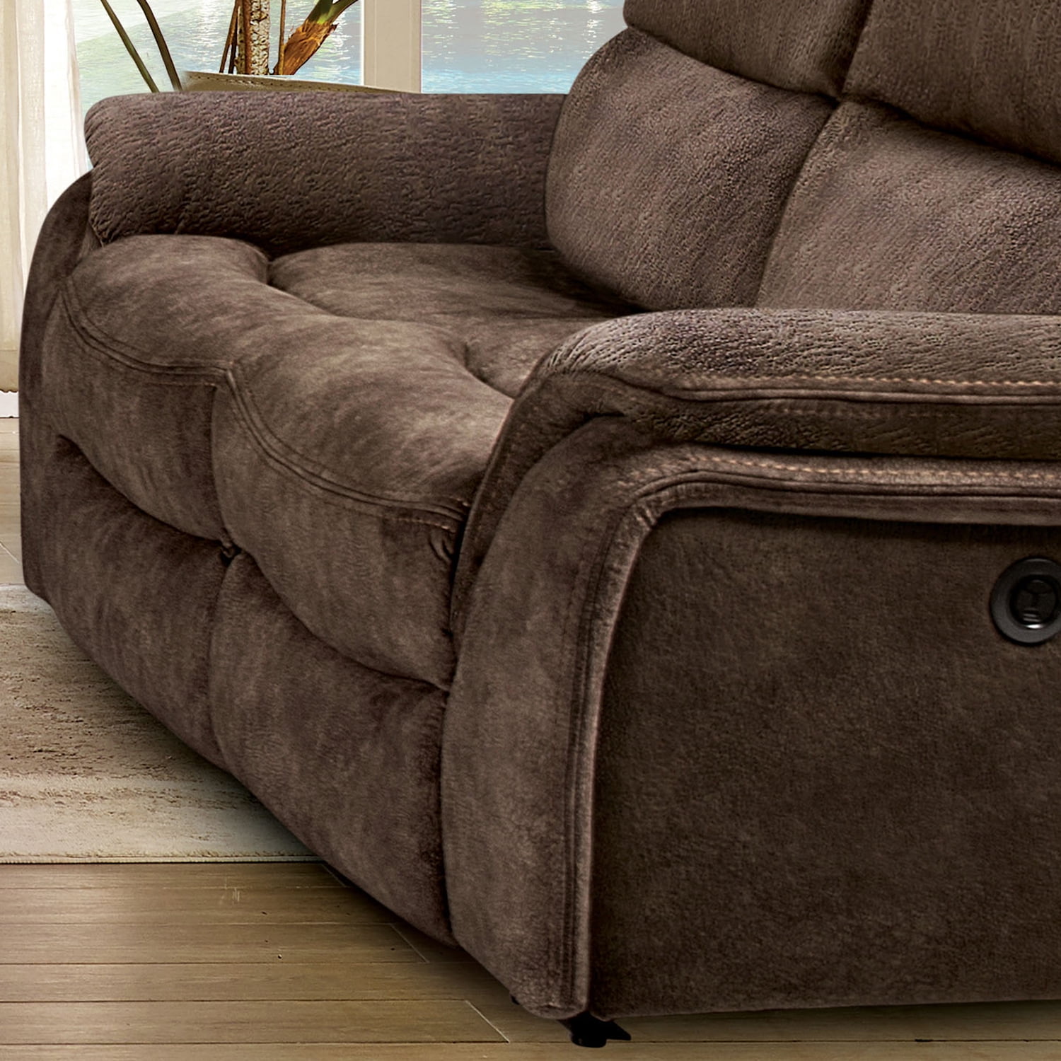 Furniture of America Caddo Upholstered Fabric Dark Brown Reclining Loveseat
