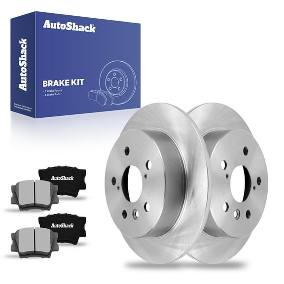 AutoShack 11.06" (281 mm) Rear Solid Brake Rotors   Ceramic Brake Pads | Replacement for 2018-2023 Toyota Camry | 6-PC Brake Kit