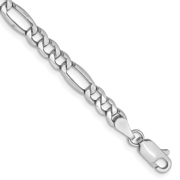 14k White Gold Bracelet Chain Styles Figaro Men's 4.4 mm 7 in Semi-Solid with Lobster Clasp