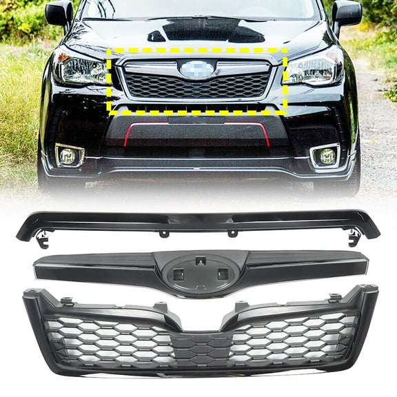 Fit for 14-18 Forester Grill Front Upper Grille Kit (3 Pcs)