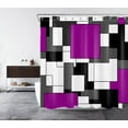 thumbnail image 3 of Modern Purple Shower Curtain for Bathroom, Grey Black and White Abstract Mid Century Minimalist Geometric Shower Curtains 72X84 inch Polyester Fabric Bathroom Decoration Bath Curtains Hooks Included, 3 of 6