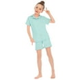 thumbnail image 3 of MIASHUI Ensembles de Pyjama Unisexes Filles Garçons Boutonnés en Satin, Vert Clair, 7-8 Ans, 3 of 4
