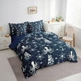 thumbnail image 3 of Feelyou Cartoon Octopus Navy Bedding Comforter Set 7 Pieces for Teen, Sailboat Compass Full Bedding Set, Ocean Marine Theme Reversible Fitted Sheet Flat Sheet, Super Cozy Room Decor, 3 of 8