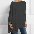 thumbnail image 2 of Tunic Tops to Wear with Leggings Comfy Flowy Hide Belly Long Shirt Plus Size Tops for Women Long Sleeve Shirts Boat Neck Solid Dressy Gray S, 2 of 7