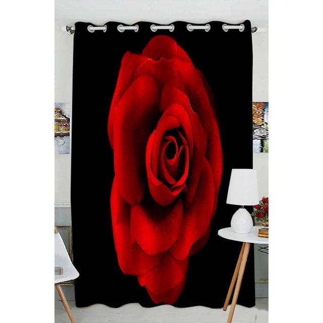 Rosa roja individual para nadar en el agua ABPHQTO Cortina opaca con ojales negros 130x210 cm