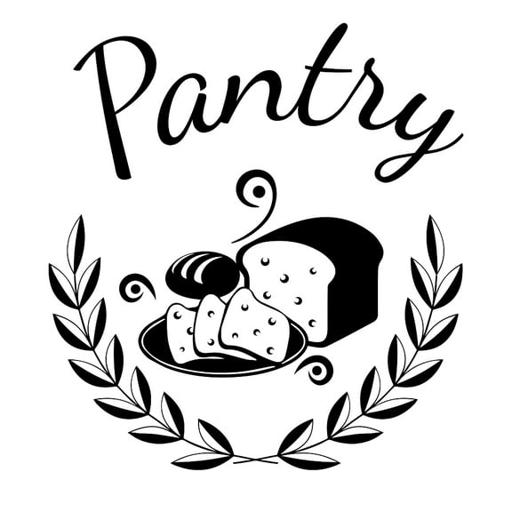 PVC Quotes Wall Sticker for Stairway Home Decoration Word Pantry and Bread Pattern Black 11x11-3/4 inch(28x30cm)