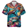 thumbnail image 5 of Camisa hawaiana con estampado 3D de tiburón divertido para hombre, blusa con gráfico de animales, camisas hawaianas informales de verano para vacaciones, blusa con solapa de surf de manga corta, 5 of 5