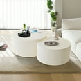 thumbnail image 3 of Vertical Stripe Design Nesting Coffee Table Set for Living Room, Bedroom, Beige(Set of 2 Pieces), 3 of 7