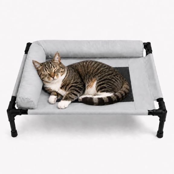 NORTHDEER Elevated Cat Bed & Pet Cot with Pillow, Cooling Mesh, Medium Dogs,32.7"×24.8"×7.1" with Bolster