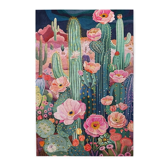 1000 pcs 1000 Piece Vibrant Jigsaw Puzzle Cactus Flower,Unique and Beautiful Design,Stunningly Vibrant Colors,Classic Cactus Flower Wooden Puzzles,Great for Relaxation and Display for Puzzle Lovers