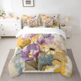thumbnail image 2 of Homewish Rustic Flower Floral 7 Pieces Bedding Comforter Set,Vintage Graffiti Full Bedding Set,Purple Orange Fitted Sheet Flat Sheet For Kids,Super Cozy Room Decor Reversible, 2 of 8