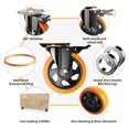 thumbnail image 3 of 5 Inch Swivel Caster Wheels, Heavy Duty Casters Set of 4, Locking Industrial Casters with Brake, Swivel Top Plate Casters Wheels for Furniture and Workbench(Free Hardware Kits), 3 of 4