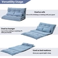 thumbnail image 3 of Euroco Lazy Sofa Adjustable Folding Futon Sofa with Two Pillows Video Gaming Sofa for Living Room, Blue, 3 of 7