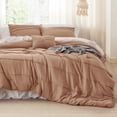 thumbnail image 2 of Juego de edredón Bedsure California King con pliegues pinchados en taupe, 2 of 8