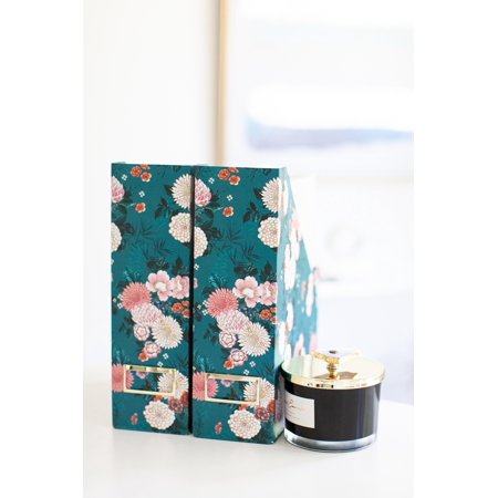 Blu Monaco Foldable Magazine File Holder with Gold Label Holder - Set of