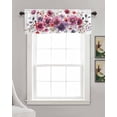 thumbnail image 3 of Purple Floral Linen Curtain Valance for Bedroom/Bathroom/Kitchen/Living/Dining Room Window,Eucalyptus Aesthetic Leaves Botanical White Pocket Topper Drapes Decorative Cafe Drapery Panel 42"x12", 3 of 6