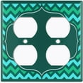 thumbnail image 3 of Metal Light Switch Plate Outlet Cover Vintage Teal Chevron Frame Wallpaper WAL042, 3 of 13