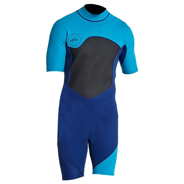 Traje de neopreno de manga corta para hombre, traje de baño de surf de una pieza para adultos, mantiene el calor XL azul
