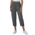 thumbnail image 2 of ClodeEU Women's Elastic Waist Linen Blend Capri Pants,Loose Fit Cropped Trousers with Pockets for Summer Dark Gray,Women's Plus XXL, 2 of 8