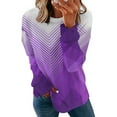 thumbnail image 1 of ICHUANYI Clearance Women Long Sleeves Casual Shirts Printing Round Neck Sweatshirt Pullover Loose Tunic Tops(Purple, L) ICHUANYI WER2023081404150, 1 of 5