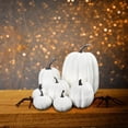 thumbnail image 3 of Injueey Juego festivo de 7 calabazas artificiales para encantadoras decoraciones de bodas de otoño Kits de decoración para fiestas Blanco, 3 of 6