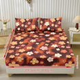thumbnail image 3 of ZIATUBLES 3 Pcs Twin XL Size Cooling Bed Sheet Set, Vintage Orange Pink Floral Print, Soft Cozy Polyester Bedding Set, 1 Fitted Sheet and 2 Pillowcases, Breathable Comfortable Sheets for Bedroom, 3 of 9