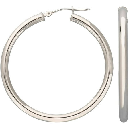 Simply Gold 14kt White 3mm X 40mm Polished Round Hoop Earrings Simply Gold 14kt White 3mm X 40mm Polished Round Hoop Earrings