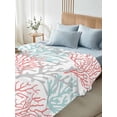 thumbnail image 5 of Red Blue Coral Coastal Flat Sheets Only King Size, Soft Breathable Bed Top Sheets for Mattress, Summer Beach Seaside Nautical Luxury Bedding Flat Sheets for Home Hotel Bedroom Bed Protection, 5 of 9