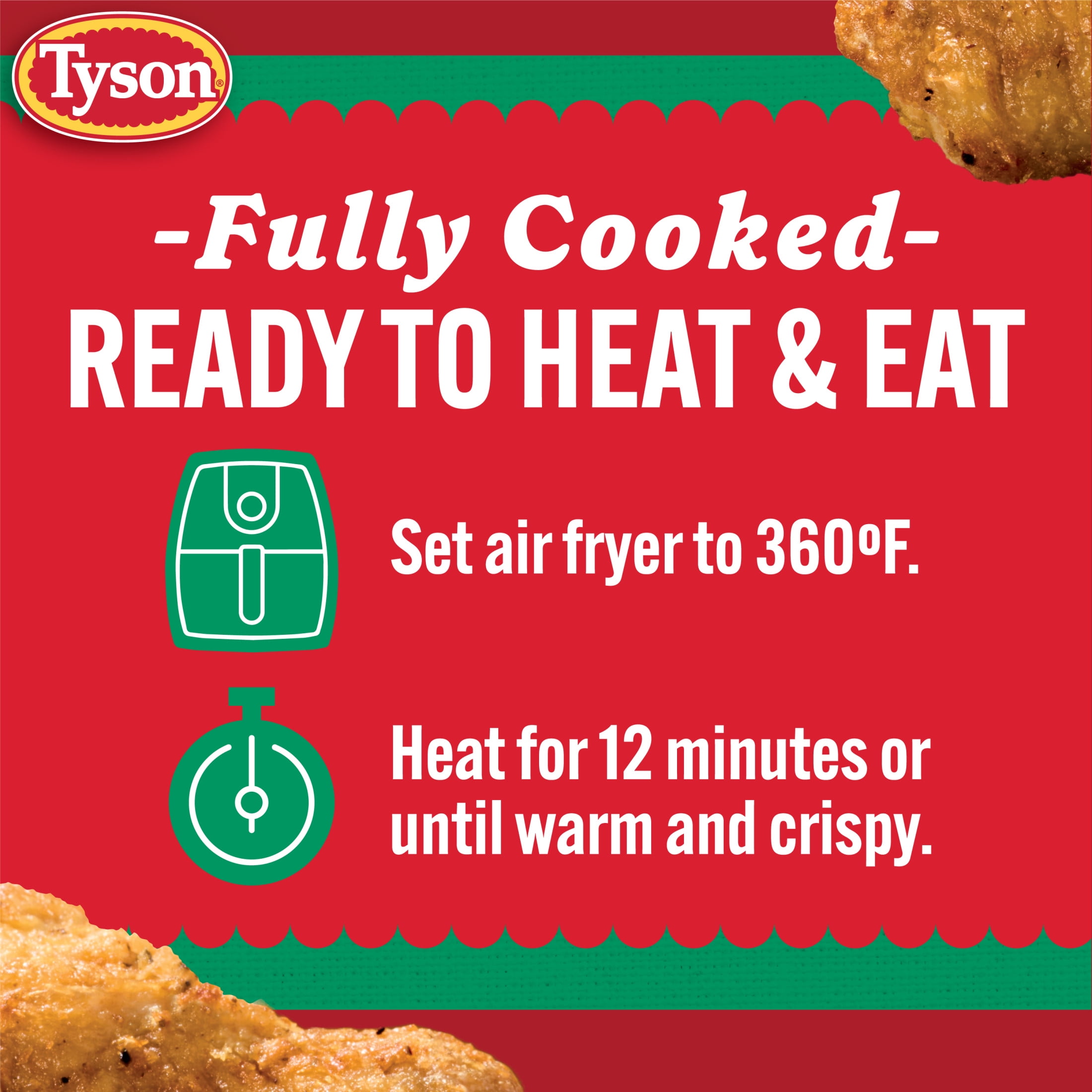 Tyson Garlic Parmesan Crispy Wings, 16 oz (Frozen, Fully Cooked)