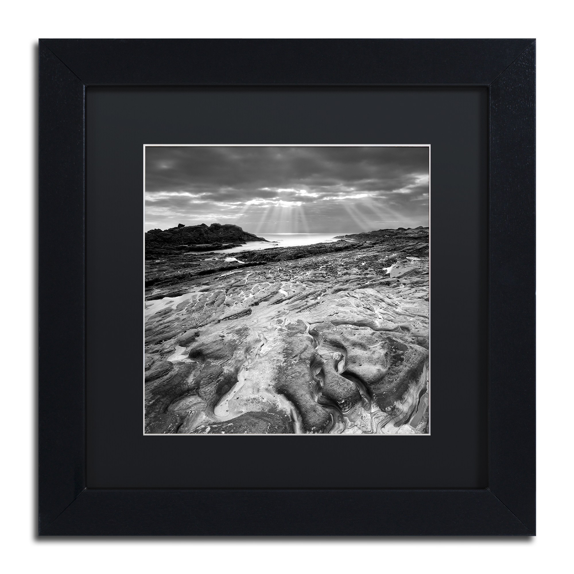 Trademark Fine Art "Sunset at Point Lobos" Canvas Art by Moises Levy Black Matte, Black Frame