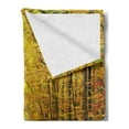 thumbnail image 2 of Fall Soft Flannel Fleece Blanket, Pathway in Autumn Forest with Faded Seasonal Leaves Dramatic Romantic Season Scene, Cozy Plush for Indoor and Outdoor Use, 50" x 70", Yellow Brown, by Ambesonne, 2 of 5