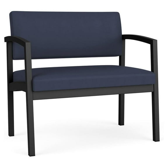 Lesro Lenox Steel Polyurethane Bariatric Waiting Room Guest Chair in Black/Castillo Batik Blue