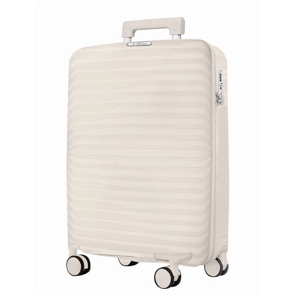 RED VELVET Maleta de Cabina Rígida de 20" | Beige, 360°, Antisalpicaduras, Cierre TSA | Equipaje de Mano Ligero con Interior de Nylon y Correa en X