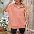 thumbnail image 2 of MEZZALL Women Solid Color Hoodies Sweatshirts Loose Zipper Pockets Short Sleeved Tops Basic Daily Outdoor Stylish Travel, 2 of 8