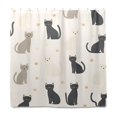 thumbnail image 2 of Yayeee Shower Curtain with Hooks 72"x72" Waterproof Fabric Bathroom Hanging Decor, Black Cute Cats, 2 of 5