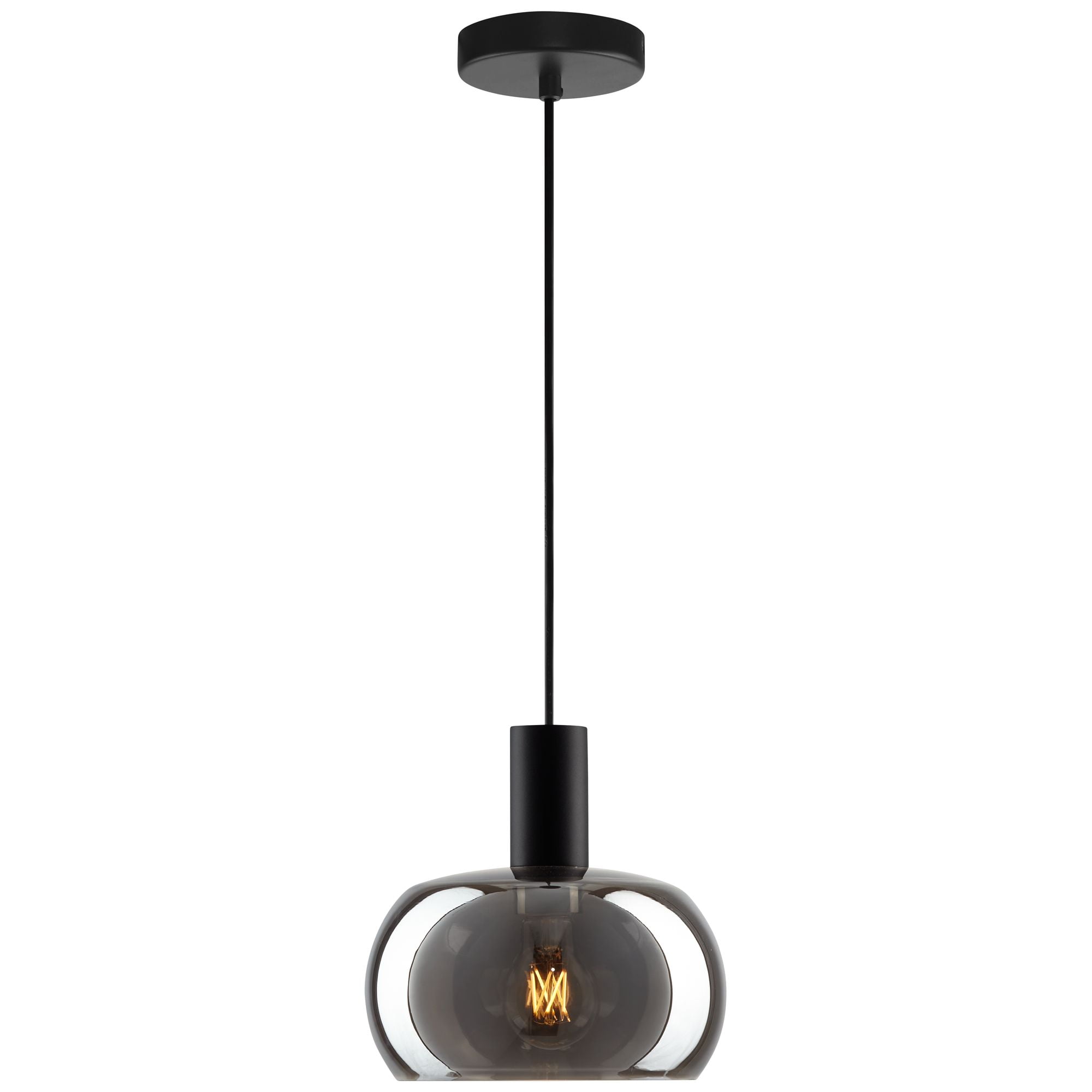 Possini Euro Design Rorie 8 1/2" Modern Pendant Ceiling Light Fixture Dining Room Over Table Kitchen Island Black Smoke Glass Mini