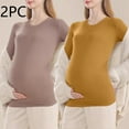 thumbnail image 2 of bbymog 2 pack Maternity Shirts Solid Color Long Sleeve Crewncek Tops Pregnancy Clothes Blue XL, 2 of 4