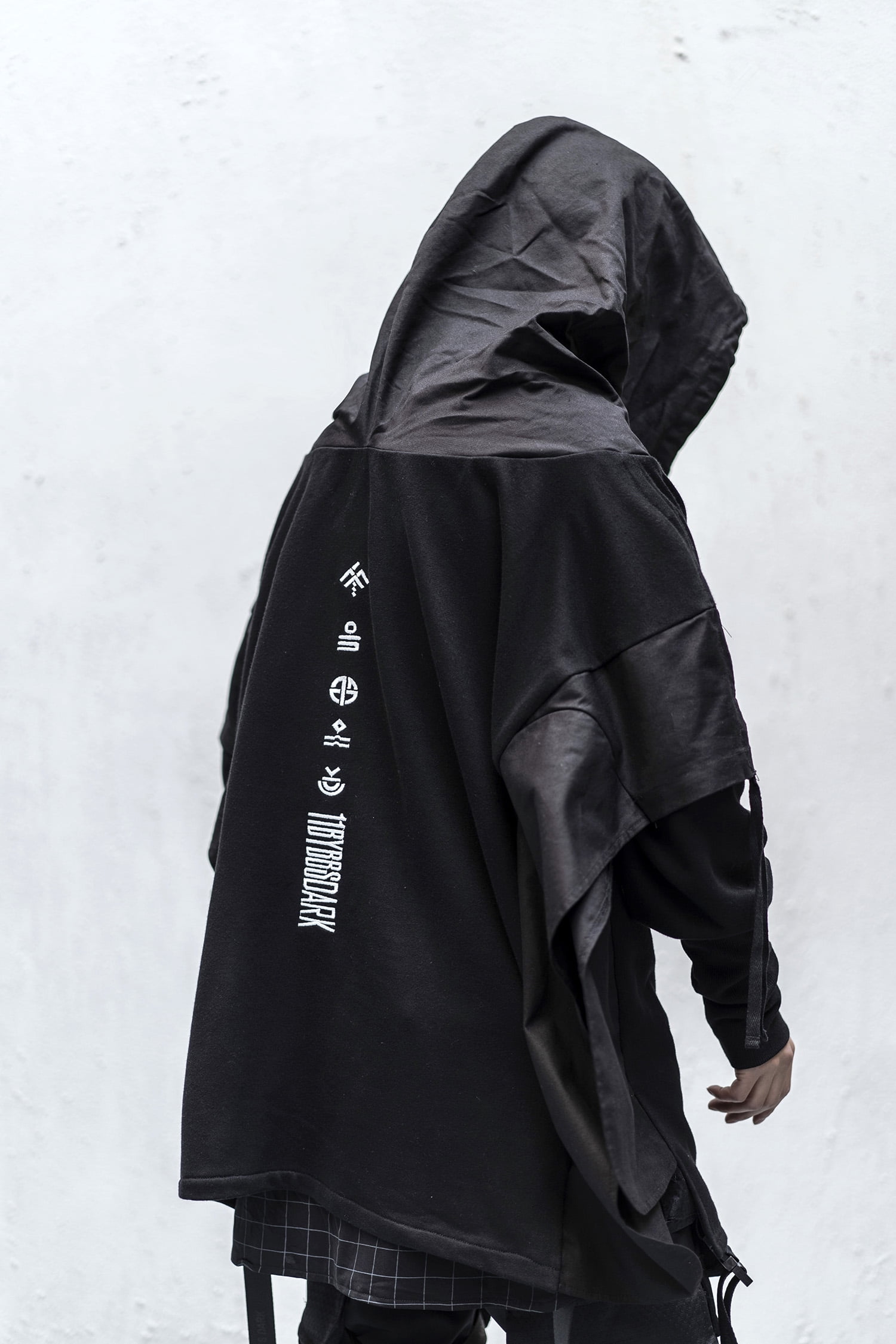 Niepce Inc Japanese Streetwear Black Gothic Mens Techwear Hoodie