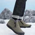 thumbnail image 4 of Botas de nieve para hombre, zapatos cálidos de piel de gran tamaño para invierno, botines largos de felpa, zapatillas informales para exteriores Unisex, botas antideslizantes duraderas, 4 of 5