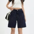 thumbnail image 4 of EMMIOL Women's Denim Shorts Baggy Jean Shorts with Mid Waist Y2K Streetwear Summer Long Shorts, 4 of 6